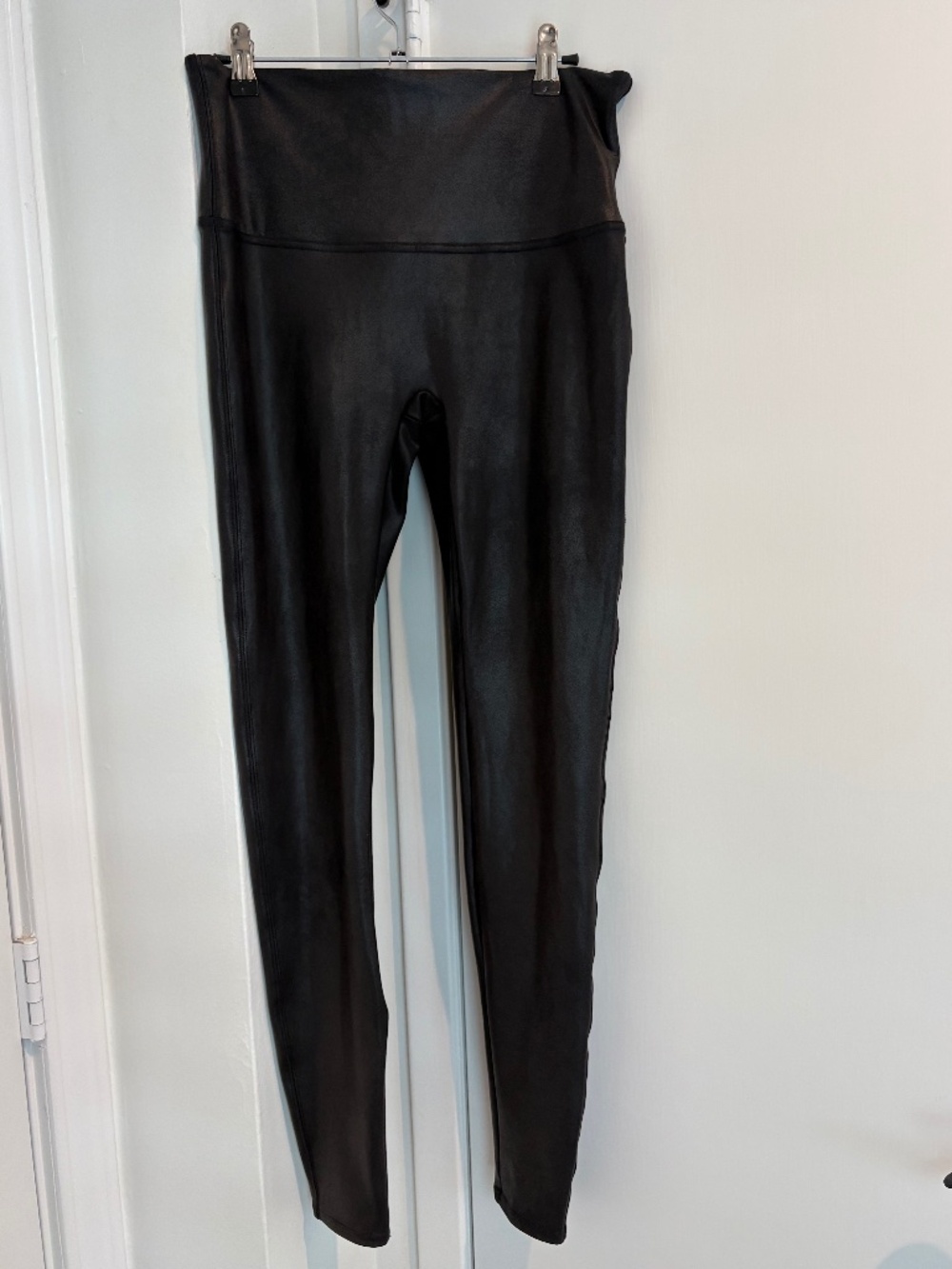 Spanx Faux Leather Leggings Black High Waisted Slimming XL Tall